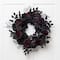 24" Burgundy & Black Roses with Spiders Halloween Wreath